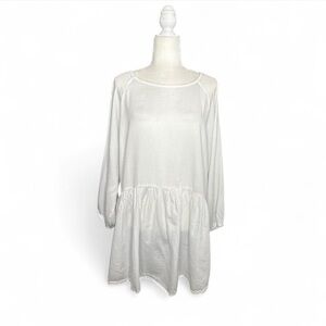 💜 Mamapapa White Long Sleeve Long Blouse/Dress (OS)